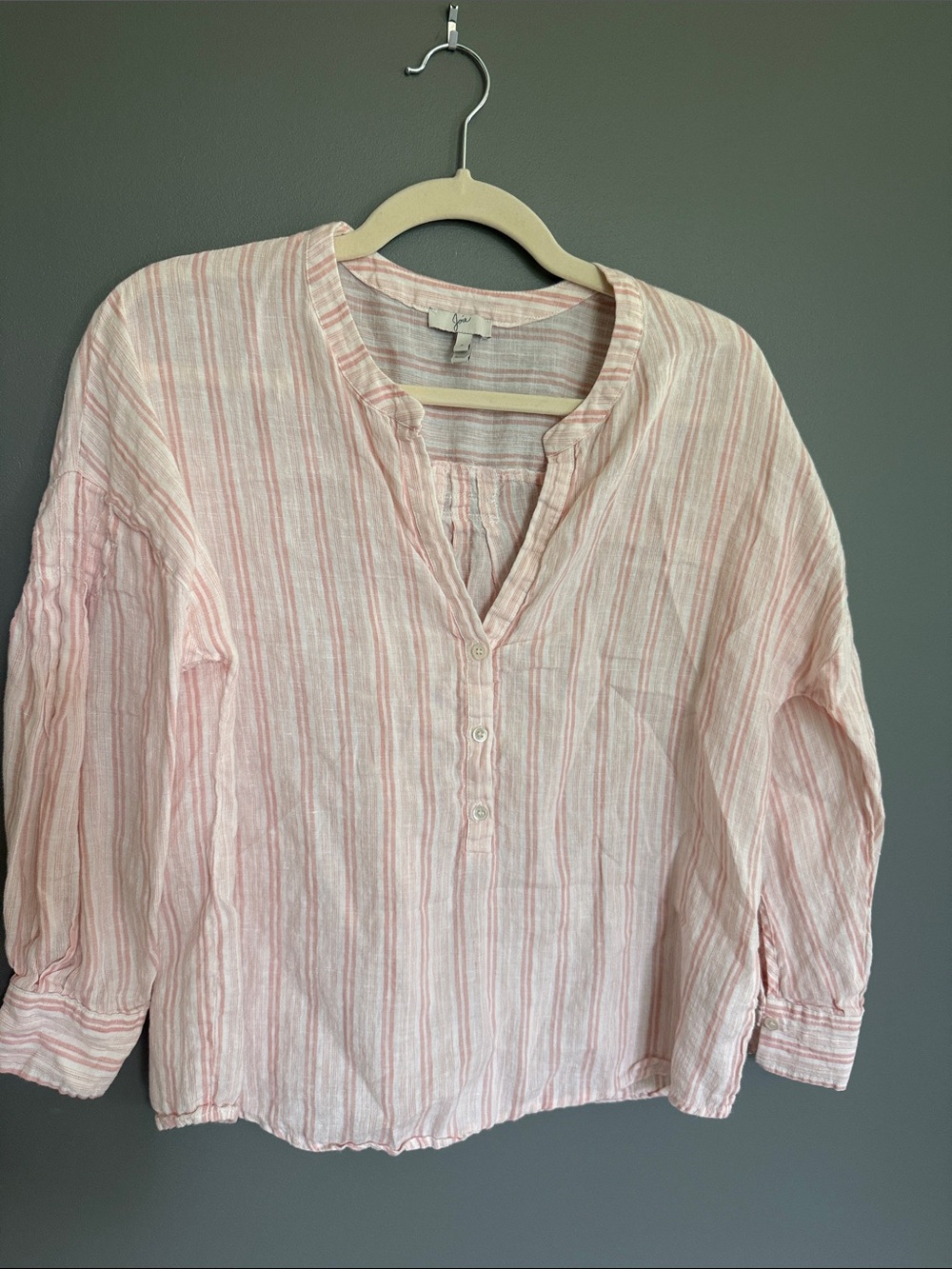 Joie Light Pink Striped Henley Tunic